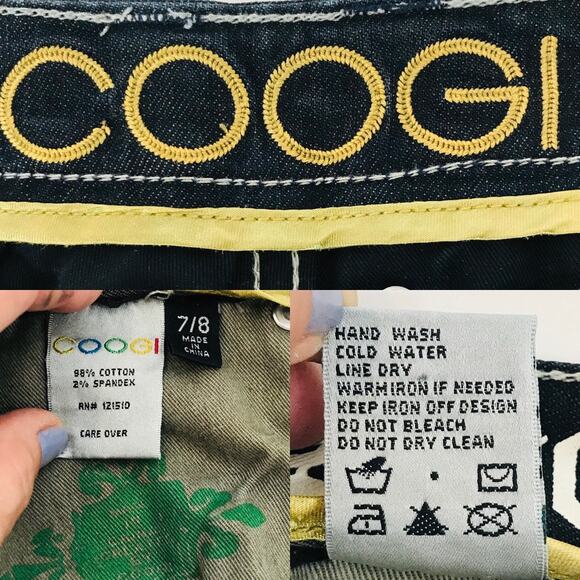 Y2K 1990s COOGI Womens Denim Jeans Pants Red Faux Snake Trim Sz 7/8 - Picture 3 of 4